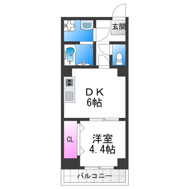 グランパシフィック梅南(1DK/6階)の間取り写真