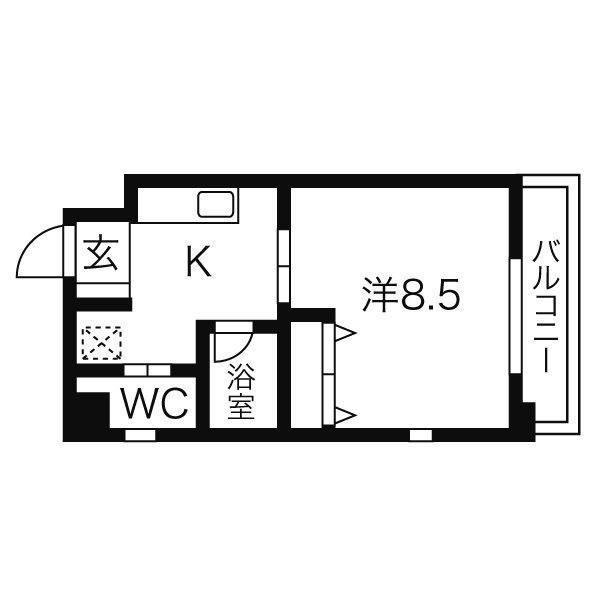E-HOUSE(1K/4階)の間取り写真