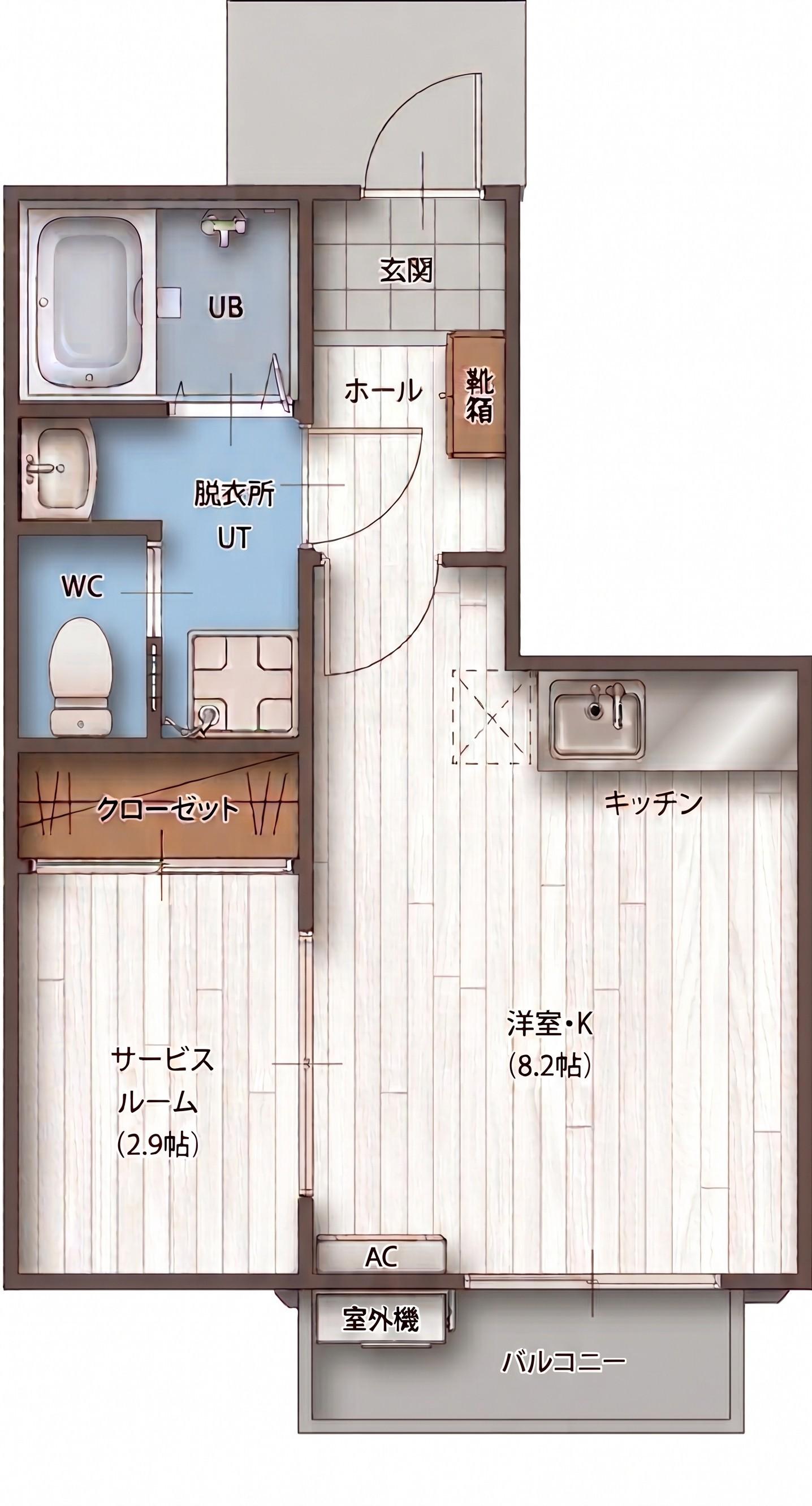 コンシェルジュライフ A棟(1SK/1階)の間取り写真