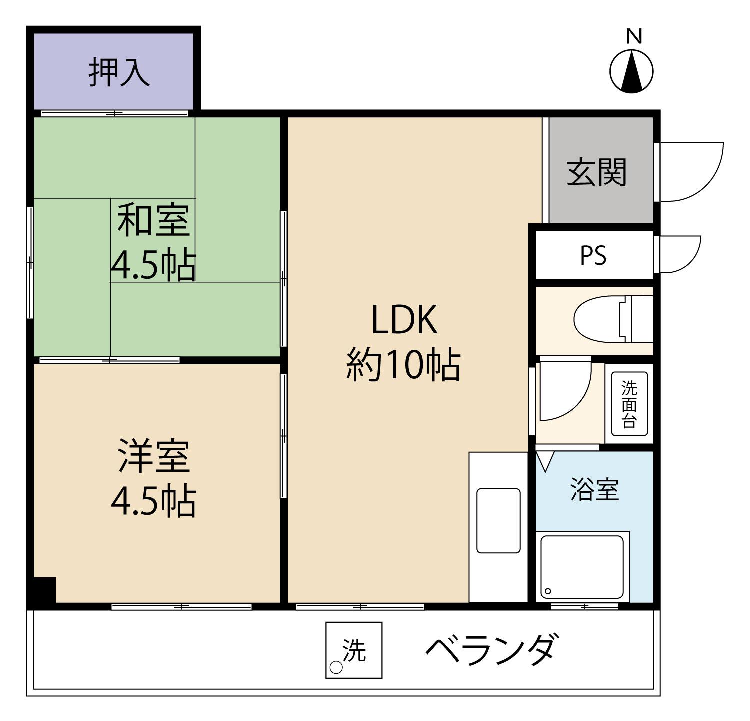 御影ハイム(2LDK/3階)の間取り写真