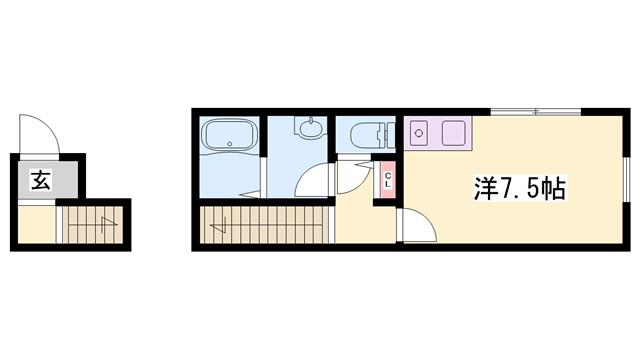ピース西井ノ口(ワンルーム/2階)の間取り写真