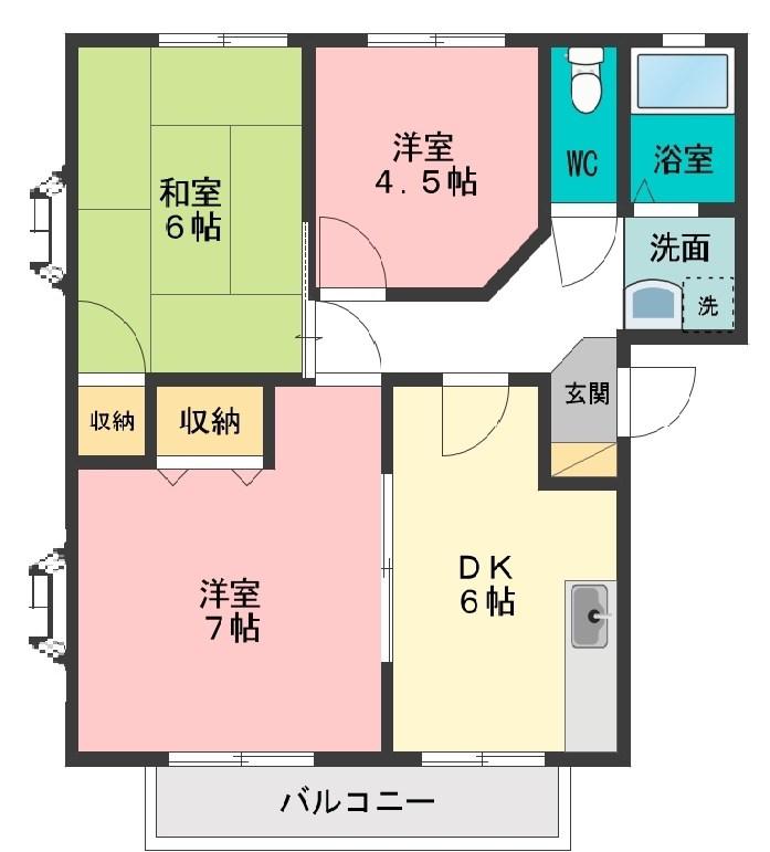 サンレイクさくら(3DK/1階)の間取り写真