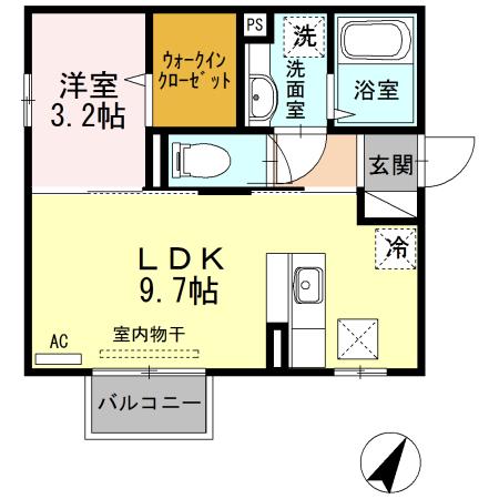 マリオンIII(1LDK/1階)の間取り写真