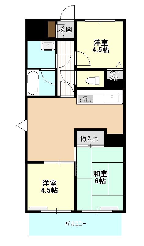 グリーンコート入間(3DK/3階)の間取り写真