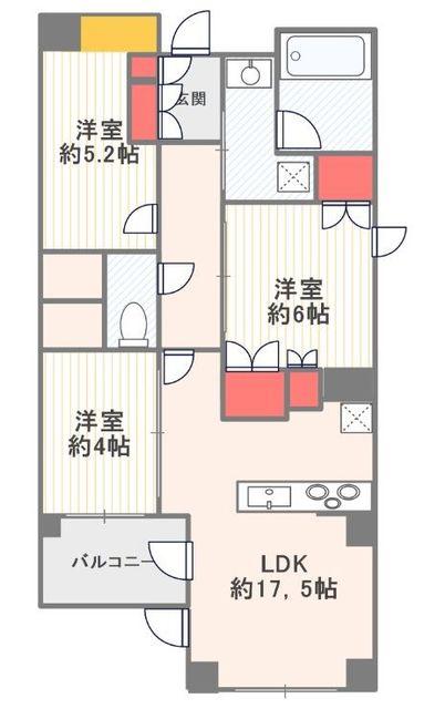 パークホームズ落合南長崎(3LDK/2階)の間取り写真