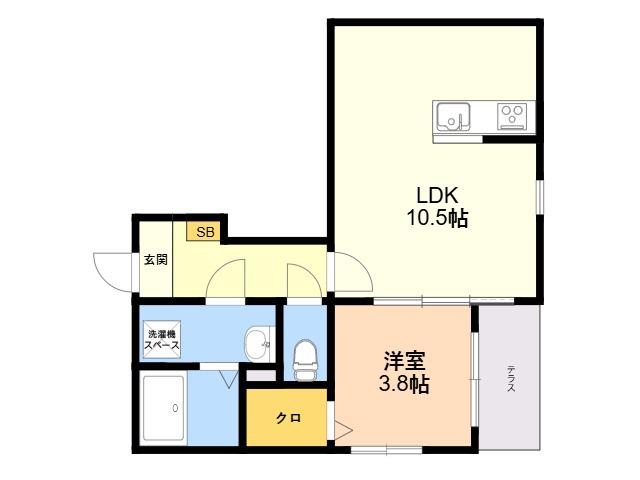 石丸三丁目AP(1LDK/3階)の間取り写真