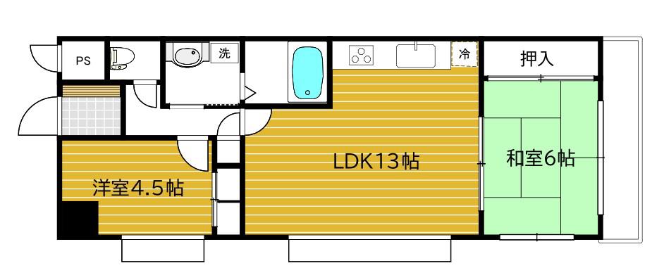 ふぁみーゆ戸越(2LDK/3階)の間取り写真