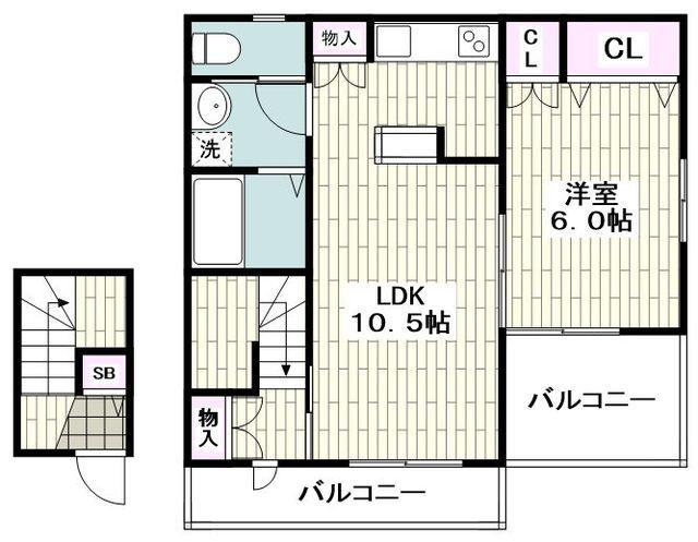 メゾンオリーブわん(1LDK/1階)の間取り写真