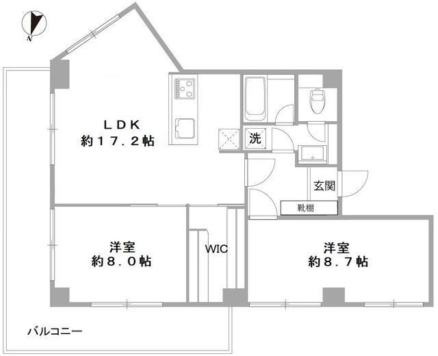 メゾン松濤(2LDK/5階)の間取り写真