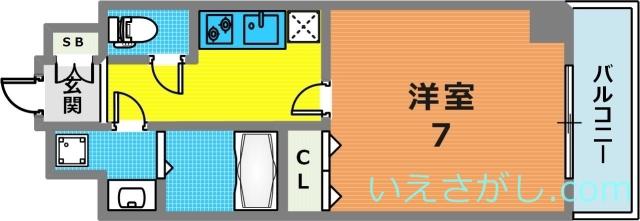 スワンズ新神戸ウィータ(1K/4階)の間取り写真