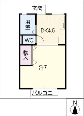 アーバンヒル(1DK/2階)の間取り写真