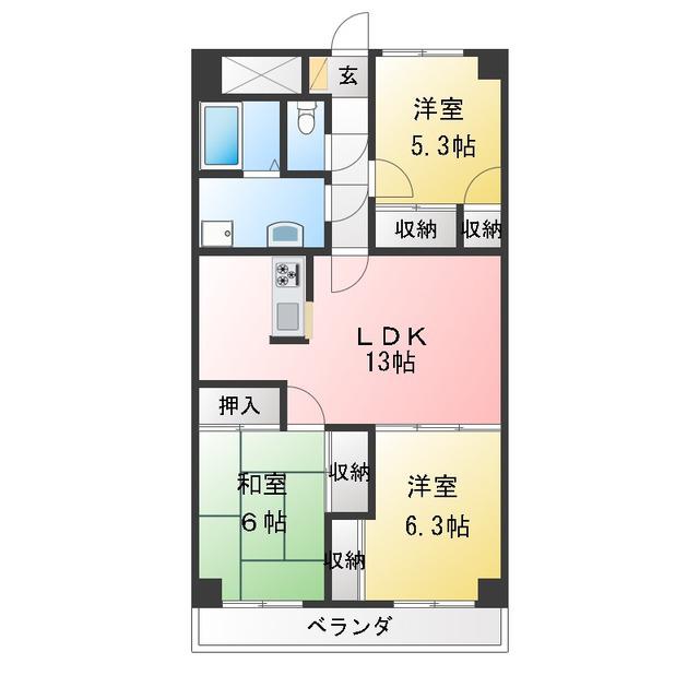 アヴァンセ・F(3LDK/2階)の間取り写真