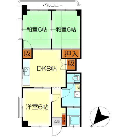 沙羅ビル(3DK/3階)の間取り写真