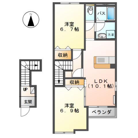 スイレンカ(2LDK/2階)の間取り写真