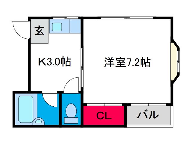 ジュネスシャトー11(1K/2階)の間取り写真