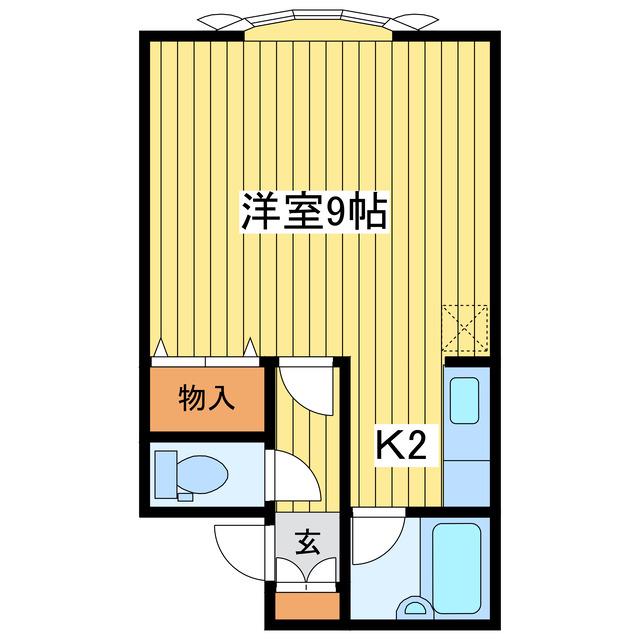 インペリアル34(1K/2階)の間取り写真