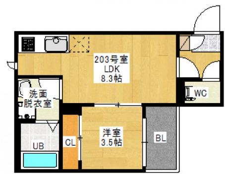 REGALEST 庚午中(1LDK/2階)の間取り写真