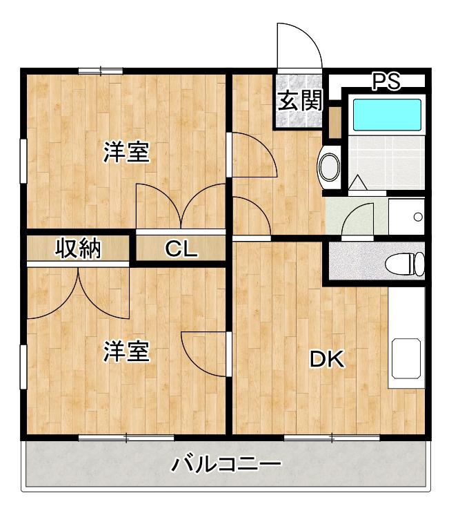 セレーノオジマI(2DK/2階)の間取り写真