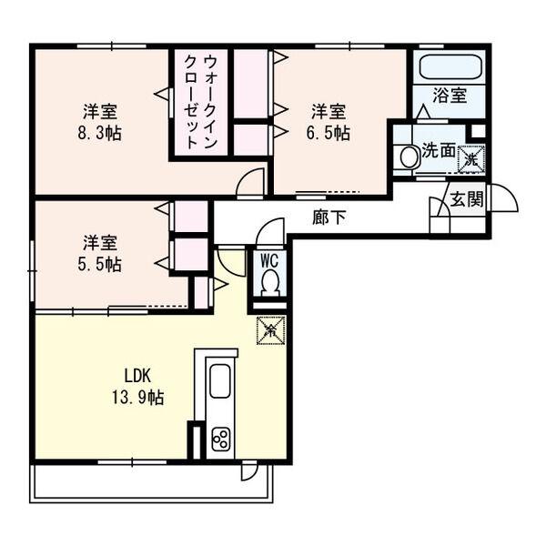 コルヌコピア(3LDK/3階)の間取り写真