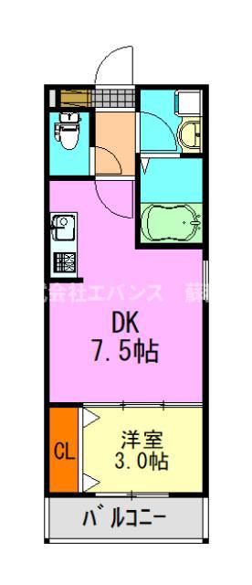 ジーメゾン千葉村田町ヴィエラ(1DK/3階)の間取り写真