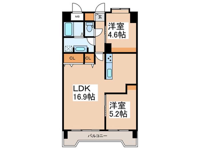 サンテラスあざみ野(2LDK/2階)の間取り写真