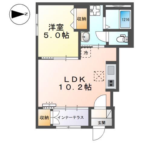 サンライズ(1LDK/1階)の間取り写真