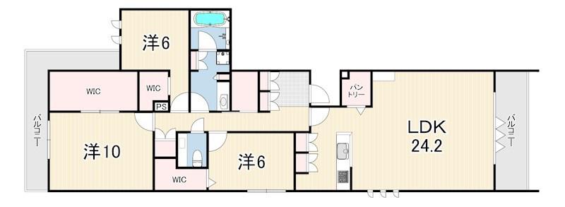 東灘区御影山手1丁目ヘーベルメゾン(3LDK/3階)の間取り写真