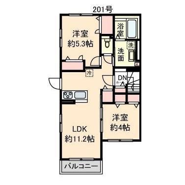 アバロン F(2LDK/2階)の間取り写真