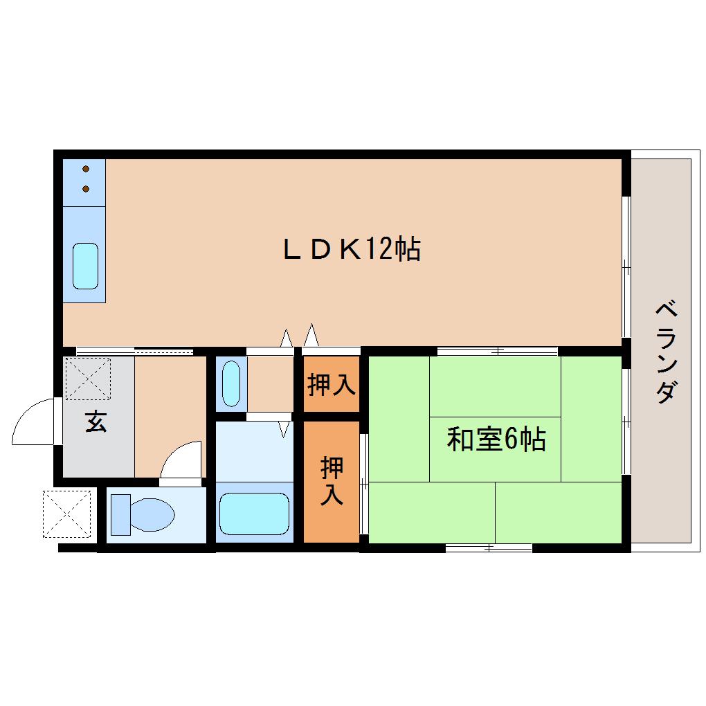 内田山ハイツ(1LDK/2階)の間取り写真