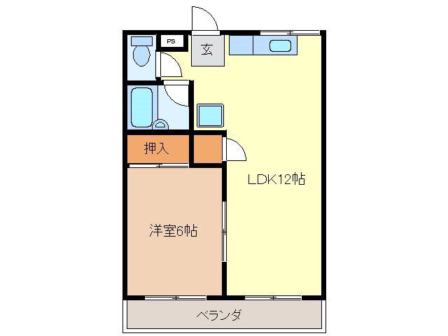 ひまわりハイツ(1LDK/2階)の間取り写真
