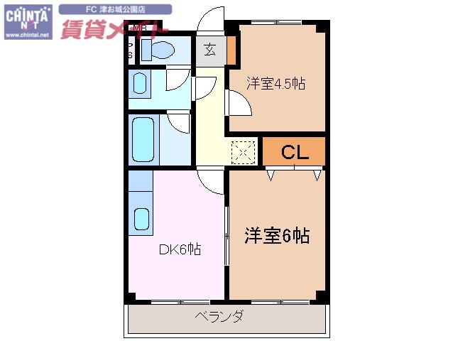 リンピア桜橋(2DK/2階)の間取り写真