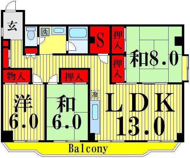 レナジア保木間(3LDK/7階)の間取り写真