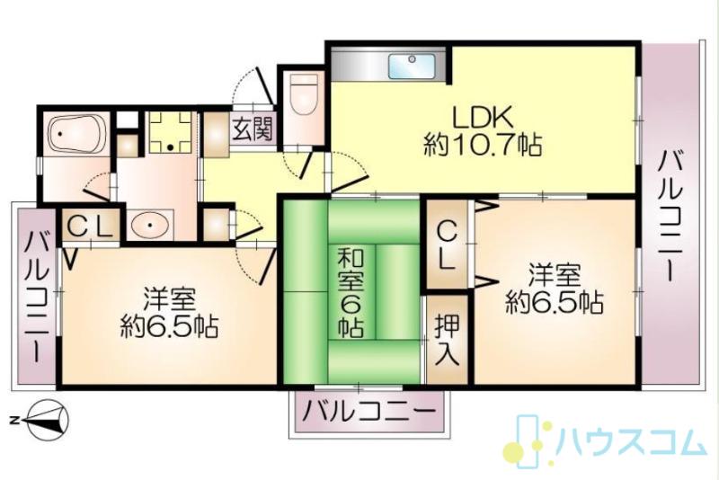 マンション・グランド・モナーク(3LDK/2階)の間取り写真