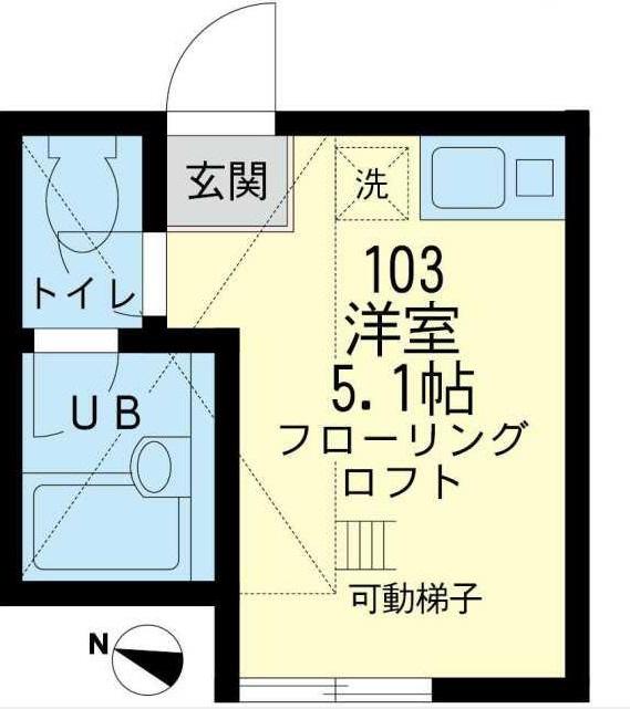 ユナイト山手コインブラの丘(ワンルーム/1階)の間取り写真