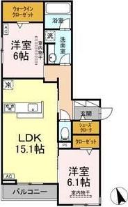 シングレイス(2LDK/3階)の間取り写真