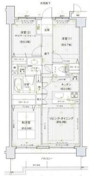 ランドステージ高津多摩川(3LDK/3階)の間取り写真