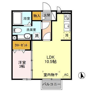 ルリエール(1LDK/2階)の間取り写真