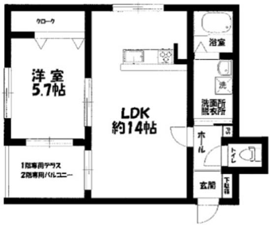 ホワイトキャッスル(1LDK/1階)の間取り写真