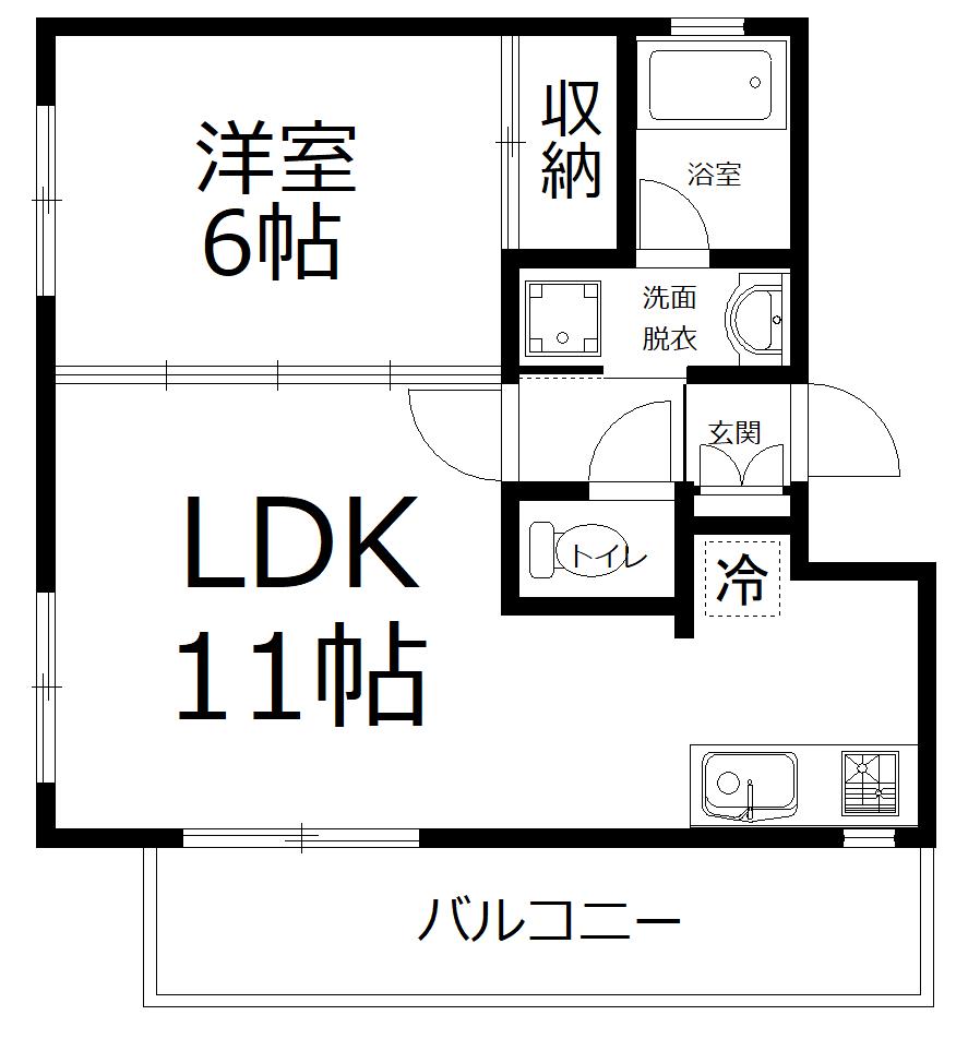ネオパレス南観音(1LDK/2階)の間取り写真
