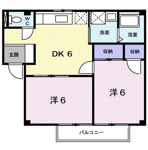 シティハイツ蘭(2DK/2階)の間取り写真