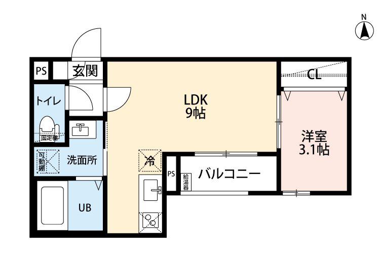 CRASTINE大杉(1LDK/3階)の間取り写真