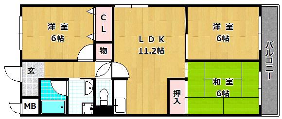 ラフィネ津田(3LDK/1階)の間取り写真