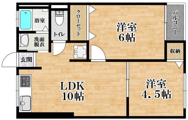 クワタマンション(2LDK/1階)の間取り写真