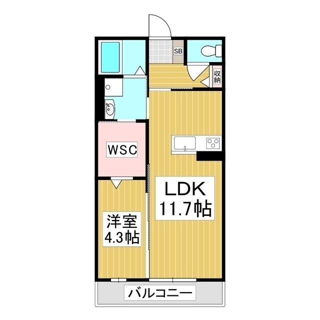 GRANDE広丘 A棟(1LDK/2階)の間取り写真