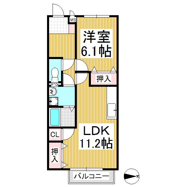 メゾンドフルール(1LDK/1階)の間取り写真