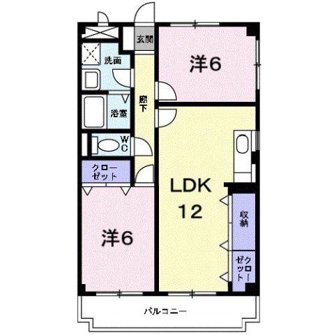 シュロスアリノ(2LDK/4階)の間取り写真
