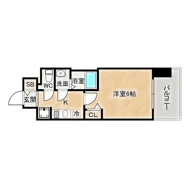 プレサンス深江橋ラヴィゲート(1K/2階)の間取り写真