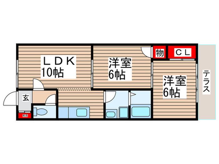 第3弥藤コ―ポ(2LDK/1階)の間取り写真