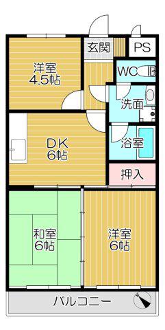 パシフィック武雄(3DK/3階)の間取り写真