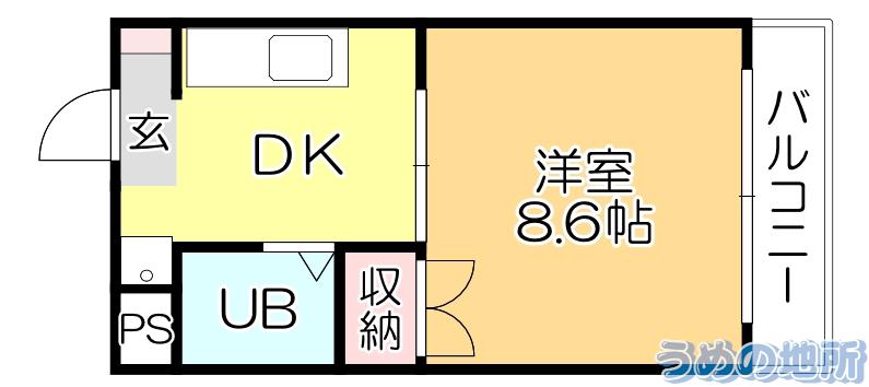 コーポ加月B棟(1DK/3階)の間取り写真